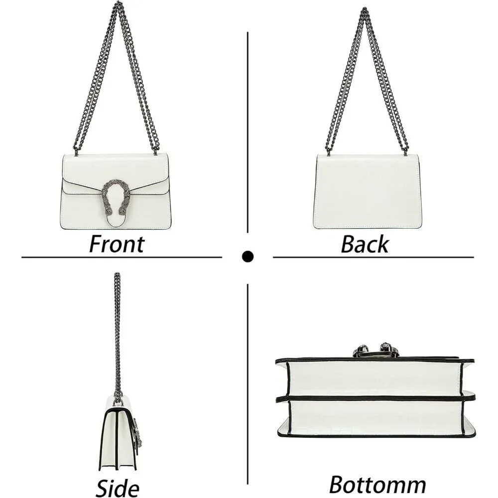 ⚡Women's White Snake Vegan Leather Print Casual Satchel Crossbody Handbag